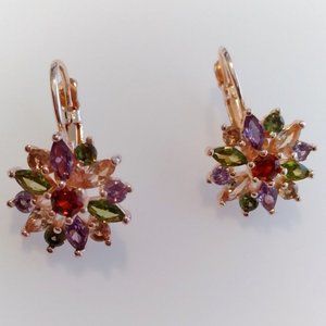 Pretty Flower Rose-gold Tone Earrings